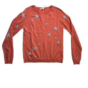 Chinti and Parker‎ Cashmere Sweater Womens Small Orange Gray Stars Crew Neck